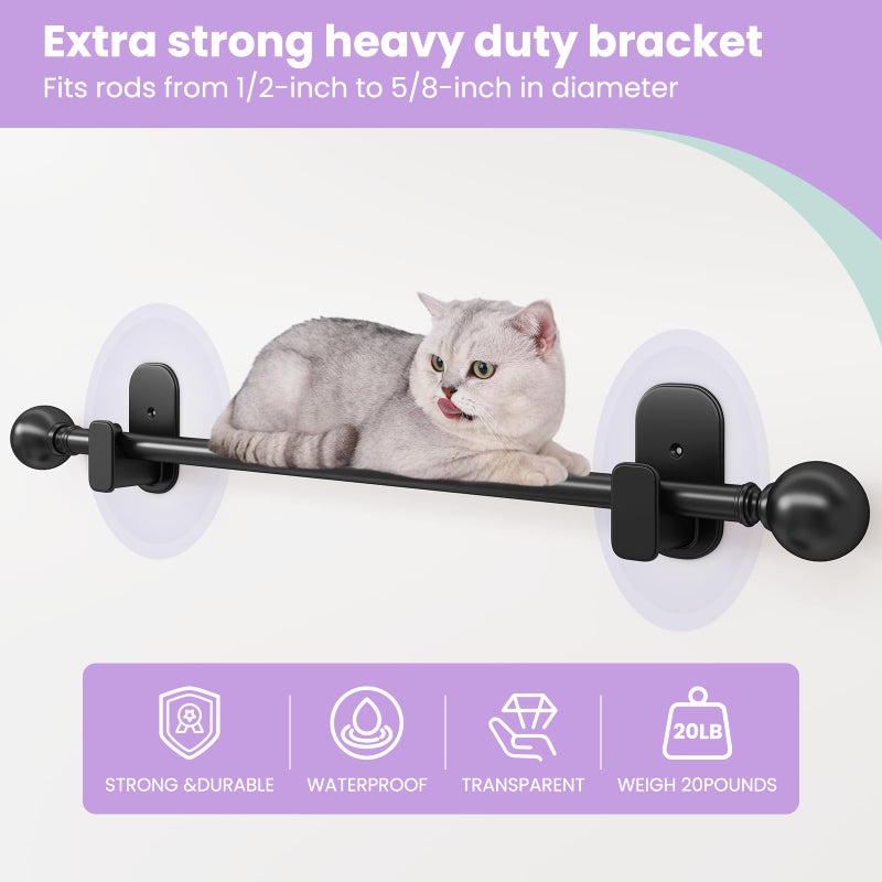TKZTKZ No Drill Curtain Rod Brackets:Self Adhesive Curtain Rod Holders for Rod 5/8"" No Screw Curtain Rod Bracket No Drilling Heavy Duty No Damage Stick on Curtain Rod Hooks Hangers No Nail Black 2Pack - Image 3